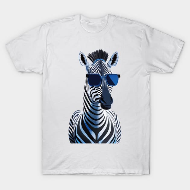 Graceful Monochrome: Zebra in Sunglasses T-Shirt by linann945